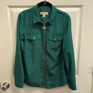 MICHAEL Michael Kors Animal Print Zip Up Blouse